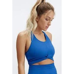 Fabletics Cloud Seamless Knotted Midi Bra Womens Size Medium Super Klein Blue